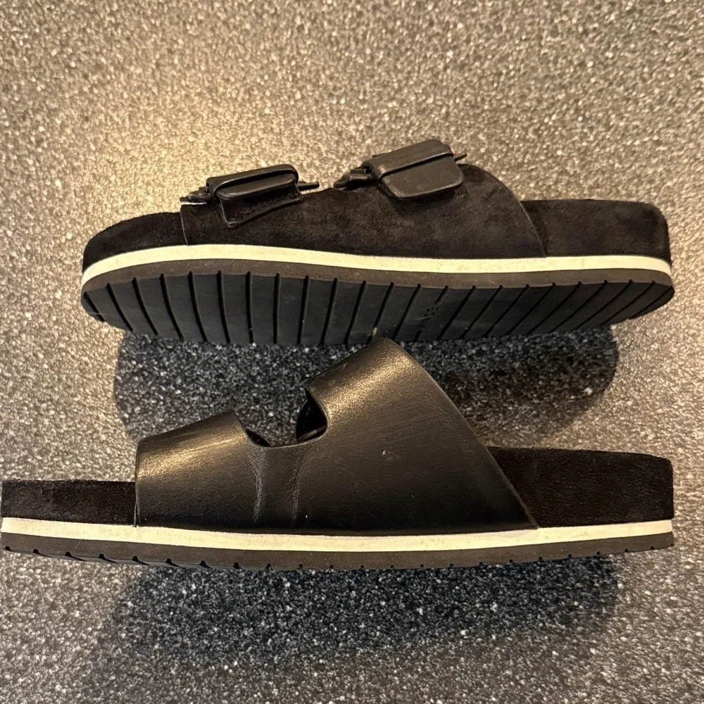 Vince Glyn Black Buckle Sandals - leather and suede - size 7 - Picture 5 of 6